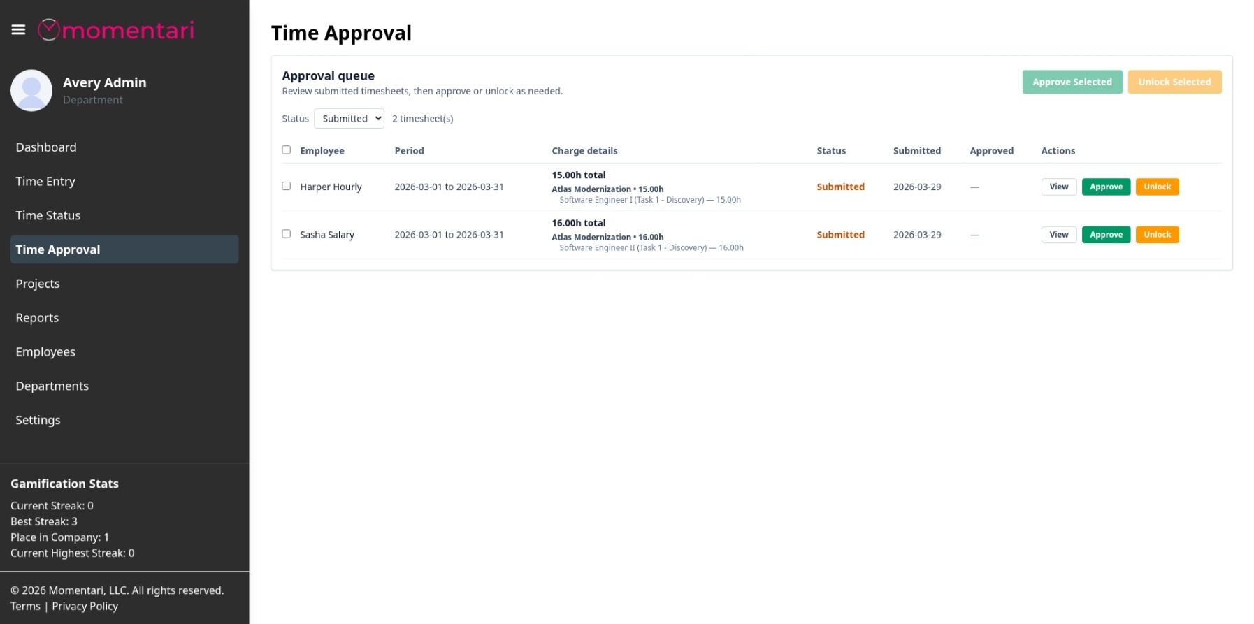 Approval queue