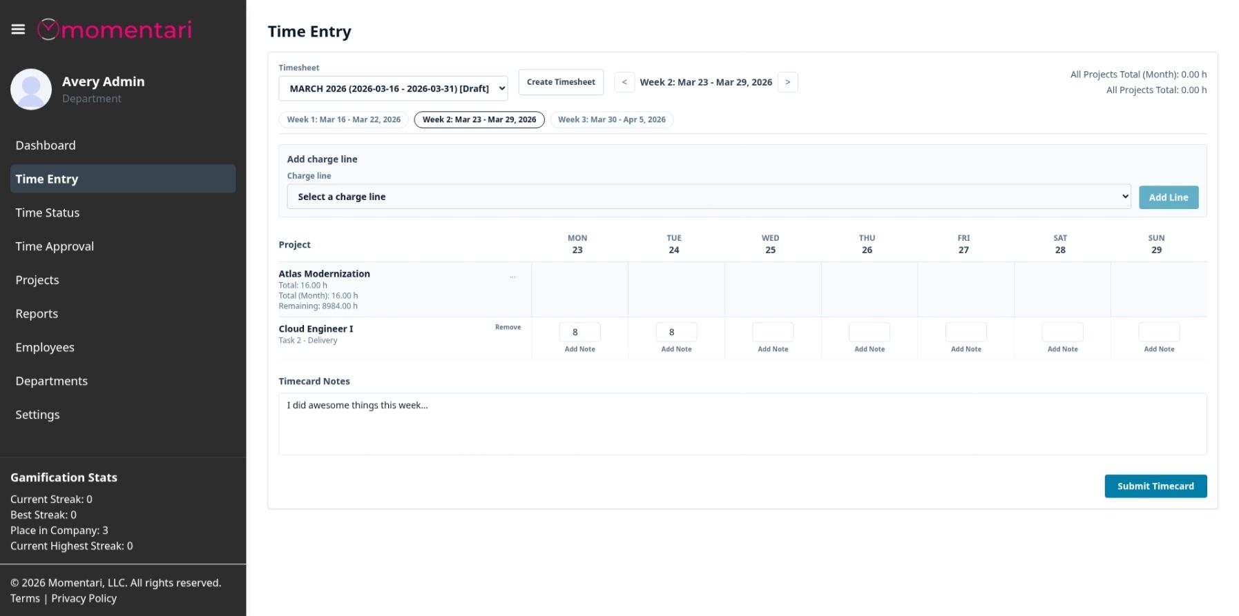 Timesheet period view