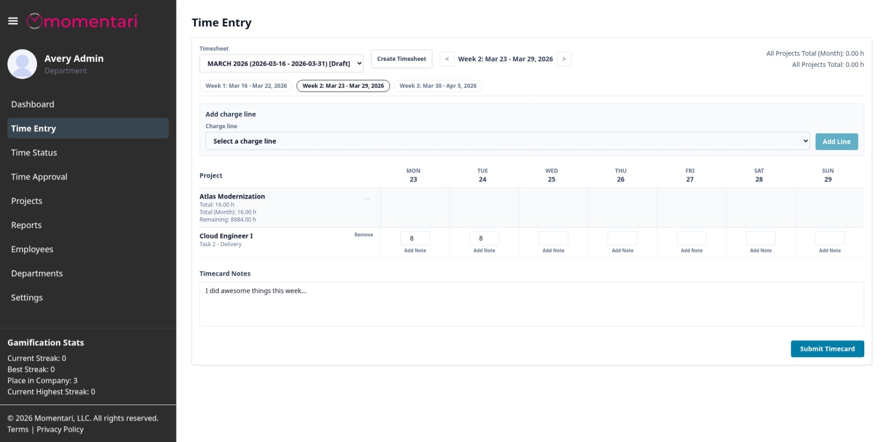 Timesheet period view